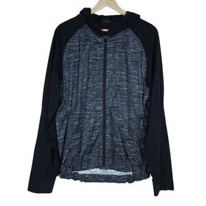 Lululemon Pack-It Jacket Medium Windbreaker Black Heather Gray Hood Lightweight